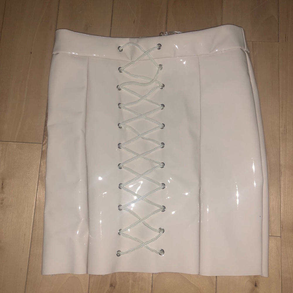 Latex Lace Up Mini Skirt